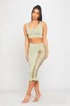 Sage Cut Out Braid Detail Crop Top & Midi Skirt Co-Ord