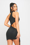 Black Choker Cut Out Detail Asymmetric Mini Dress