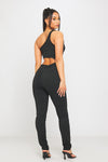 Black Cut Out One Shoulder Asymmetric Jumpsuit