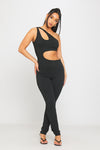 Black Cut Out One Shoulder Asymmetric Jumpsuit