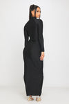 Black High Neck Long Sleeve Bodycon Midaxi Dress