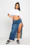 White Oversized Short Sleeve Raw Hem Cropped T Shirt