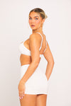 White Contour Bralet & Ruched Mini Skirt Co-Ord