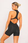 Black Zip Front High Neck Contour Playsuit