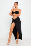 Black Twist Front Bandeau Top & Split Maxi Skirt Co-Ord