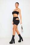 Black Cut Out Detail One Sleeve Playsuit