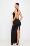 Black Sleeveless Open Back Bodycon Maxi Dress