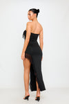 Black Ruffle Detail Bandeau Bodycon Maxi Dress