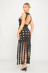 Black Multi Circle Cut Out Asymmetric Maxi Dress