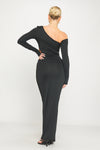 Black Cut Out Twist Front Long Sleeve Maxi Dress