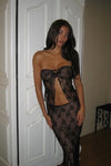 Black Sheer Lace Tie Front Top & Maxi Skirt Co-Ord