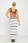 Black White Contrast Crochet Bralette & Maxi Skirt Co-Ord