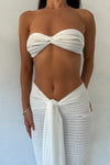 White Textured Knit Twist Detail Top & Maxi Skirt Co-Ord