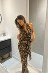 Brown Leopard Print Wrap Top & Maxi Skirt Co-Ord