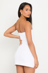 White Structured Strapless Bandeau Mini Dress