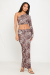 Leopard Print One Shoulder Top & Maxi Skirt Co-Ord