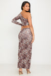 Leopard Print One Shoulder Top & Maxi Skirt Co-Ord