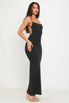 Black Strappy Low Back Bodycon Maxi Dress