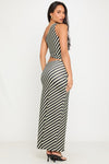 Black Stripe Asymmetric Crop Top & Maxi Skirt Co-Ord