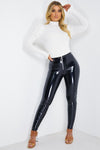 Black Zip Front Vinyl Leggings